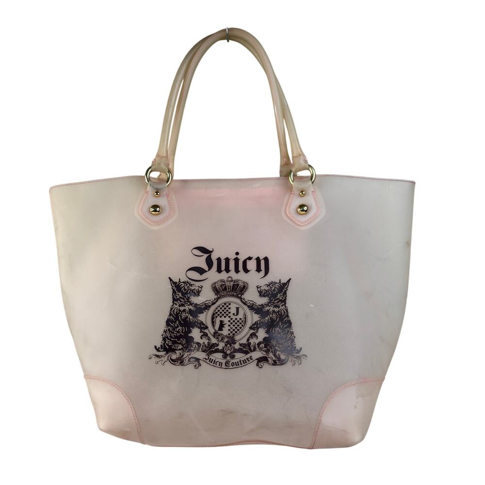 Juicy Couture 2010 Rare Y2K Large Pink Tote Jelly Beach Bag Vintage